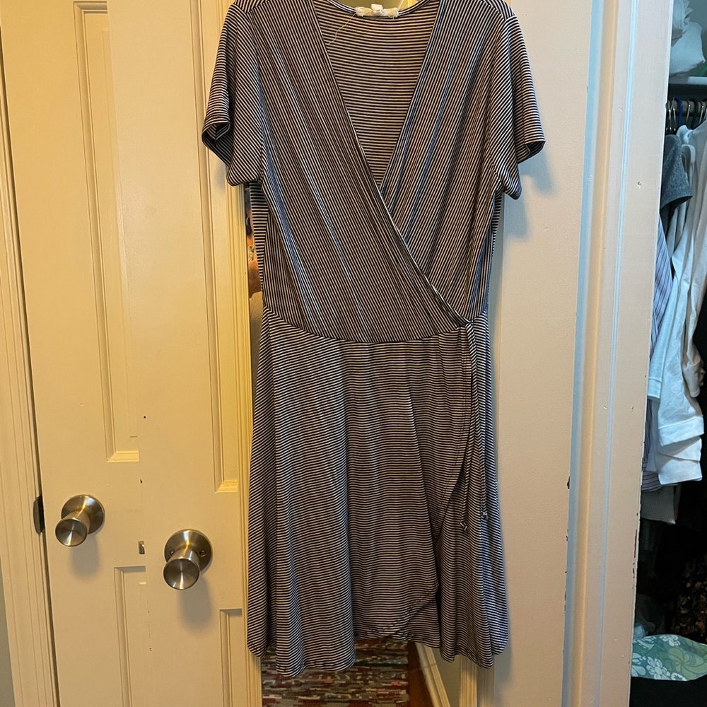 Navy striped knit dress